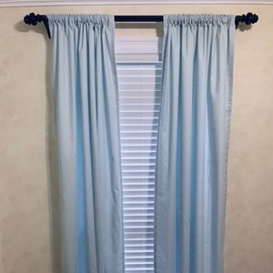 Light Pale Blue Cotton Curtain Panels, Window Treatments, Nursery Curtains