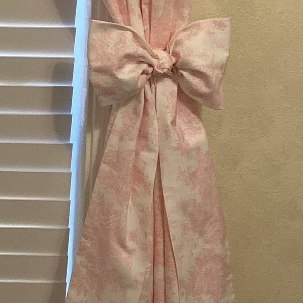 Toile Curtain Tie Back Bow, Nursery Accent Bow, Crib Bow, Pink, Blue, or Gray Toile, Choose Your Color