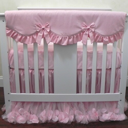 MINI CRIB Baby Bedding Set Giselle Pink Pink Mini Crib Etsy