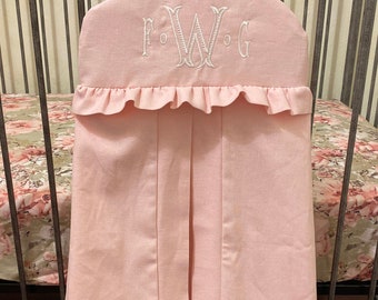 Diaper Stacker, Diaper Holder, Blush Pink Linen, Baby Girl Nursery