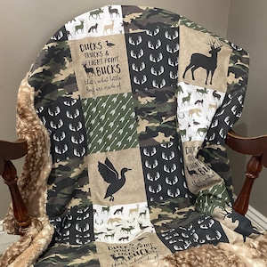 Woodland Crib Blanket, Baby Boy Crib Blanket, Ducks, Trucks, Bucks Blanket