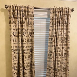 Cowboy Nursery Curtains, Custom Nursery Drapes, Window Treatments, Cowboy Rodeo Curtains,