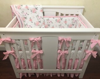 mini crib bedding set for girl