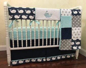 hamptons whale baby bedding