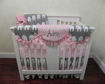 elephant mini crib bedding set