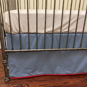 36 Colors Custom Crib Skirt, Cotton Crib Skirt with Piping Trim, Baby Boy, Baby Girl, Gender Neutral Crib Skirt, Choose Your Color