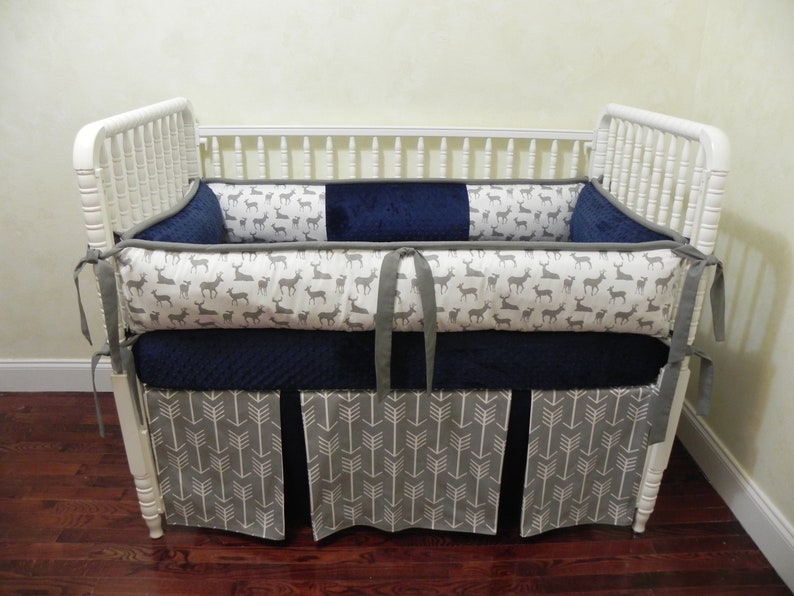 Gray Deer Baby Crib Bedding Set Kees Navy Boy - Navy Crib Bedding Gray Deer Baby Crib Bedding Set Kees Navy Boy - Navy Crib Bedding