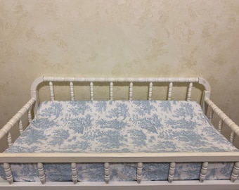 Blue Toile Changing Pad Cover, Baby Bedding Nursery Accessories, Baby Shower Gift