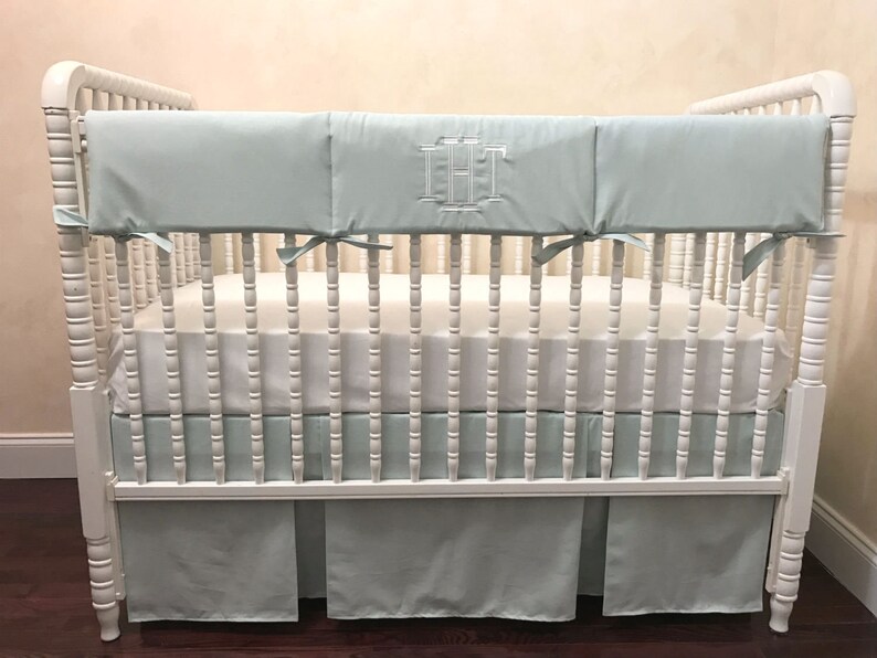 Light Blue Linen Baby Bedding Set Baby Boy Crib Bedding Etsy