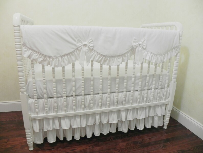 White Crib Bedding Set Gabrielle Girl Baby Bedding Neutral Etsy