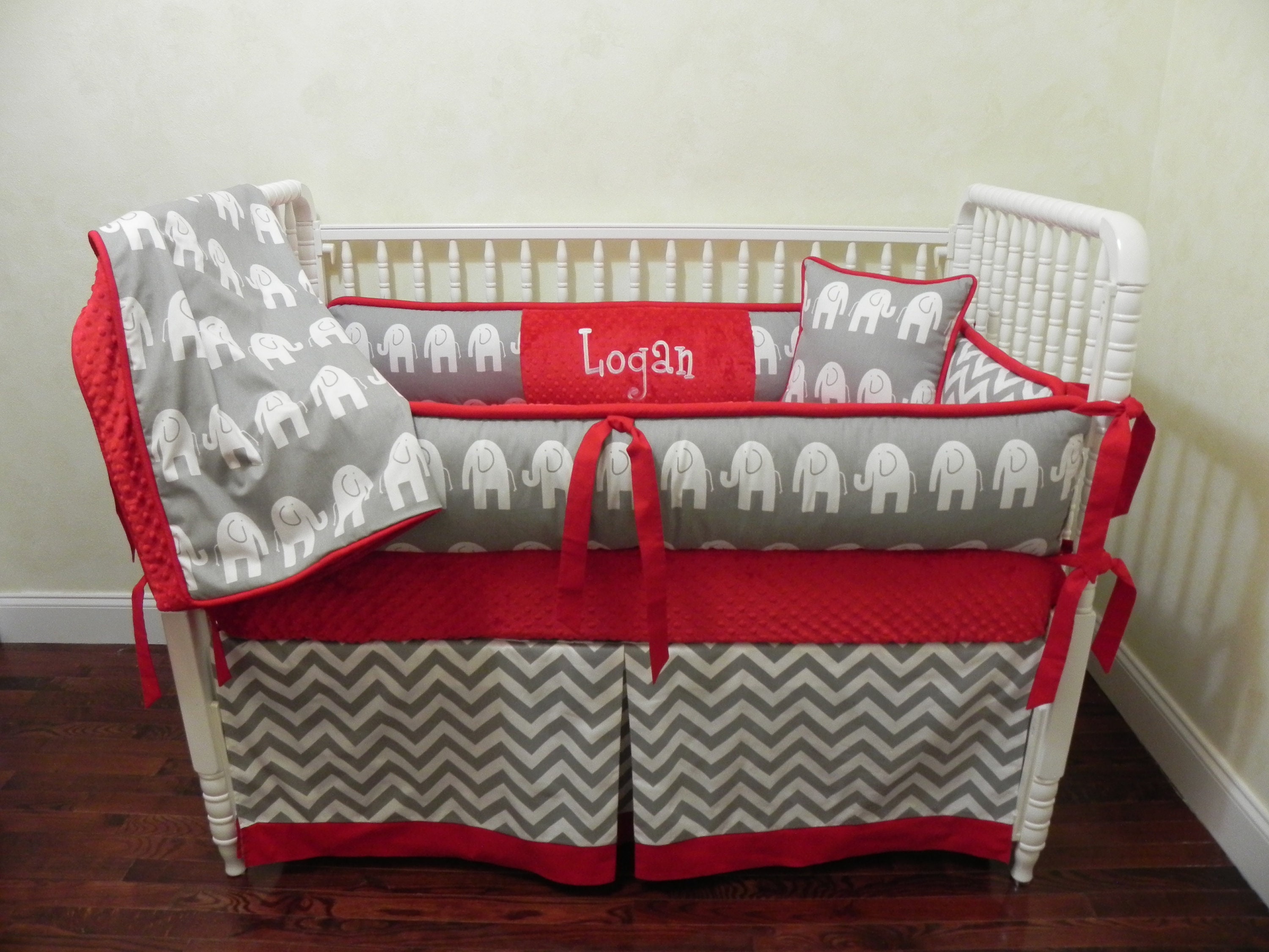 boy elephant crib bedding