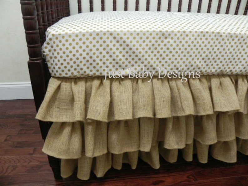 Ruffled Burlap Crib Skirt Girl Baby Bedding Boy Baby Etsy