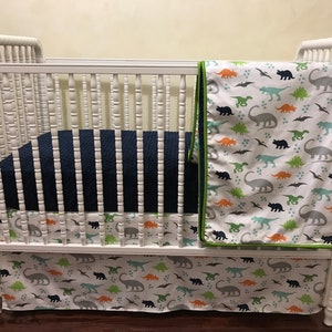 Dinosaur Crib Bedding, Baby Boy Crib Bedding, T-Rex, Triceratops,