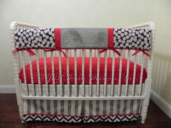 Baseball Crib Bedding Set Corey Boy Baby Bedding Crib Rail Etsy