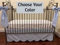 36 Colors Custom Scallop Edge Cotton Crib Skirt, Baby Boy, Baby Girl, Gender Neutral Crib Skirt, Optional Crib Bows, Choose Your Color