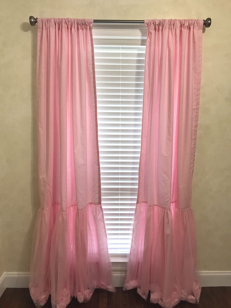 Pink Tulle Nursery Curtain Panels Custom Nursery Drapes Etsy
