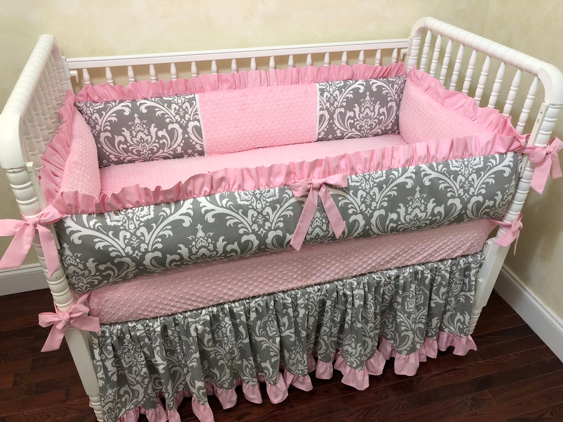 Baby Girl Crib Bedding Set Addilyn Girl Baby Bedding Pink Etsy