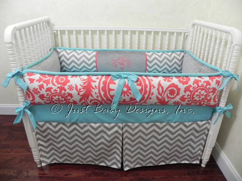 turquoise crib skirt