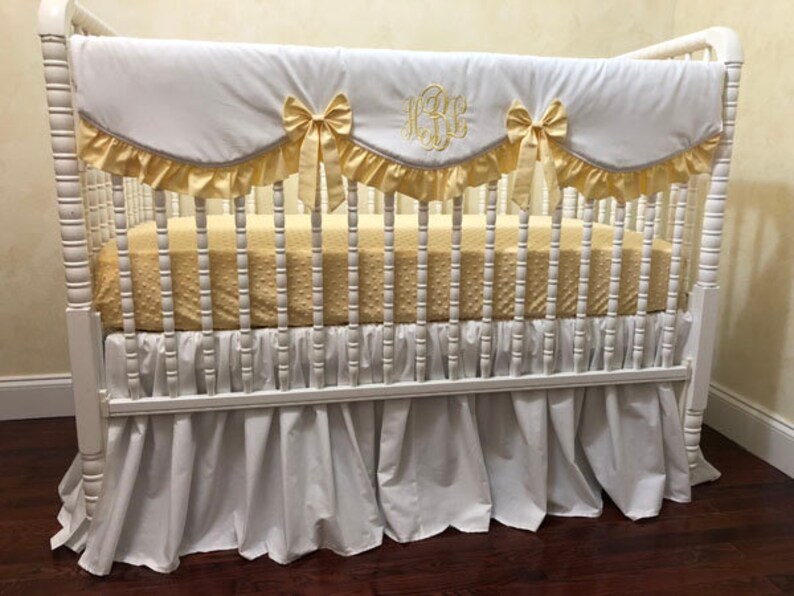 White and Yellow Baby Bedding Set Neutral Nursery Bedding Etsy