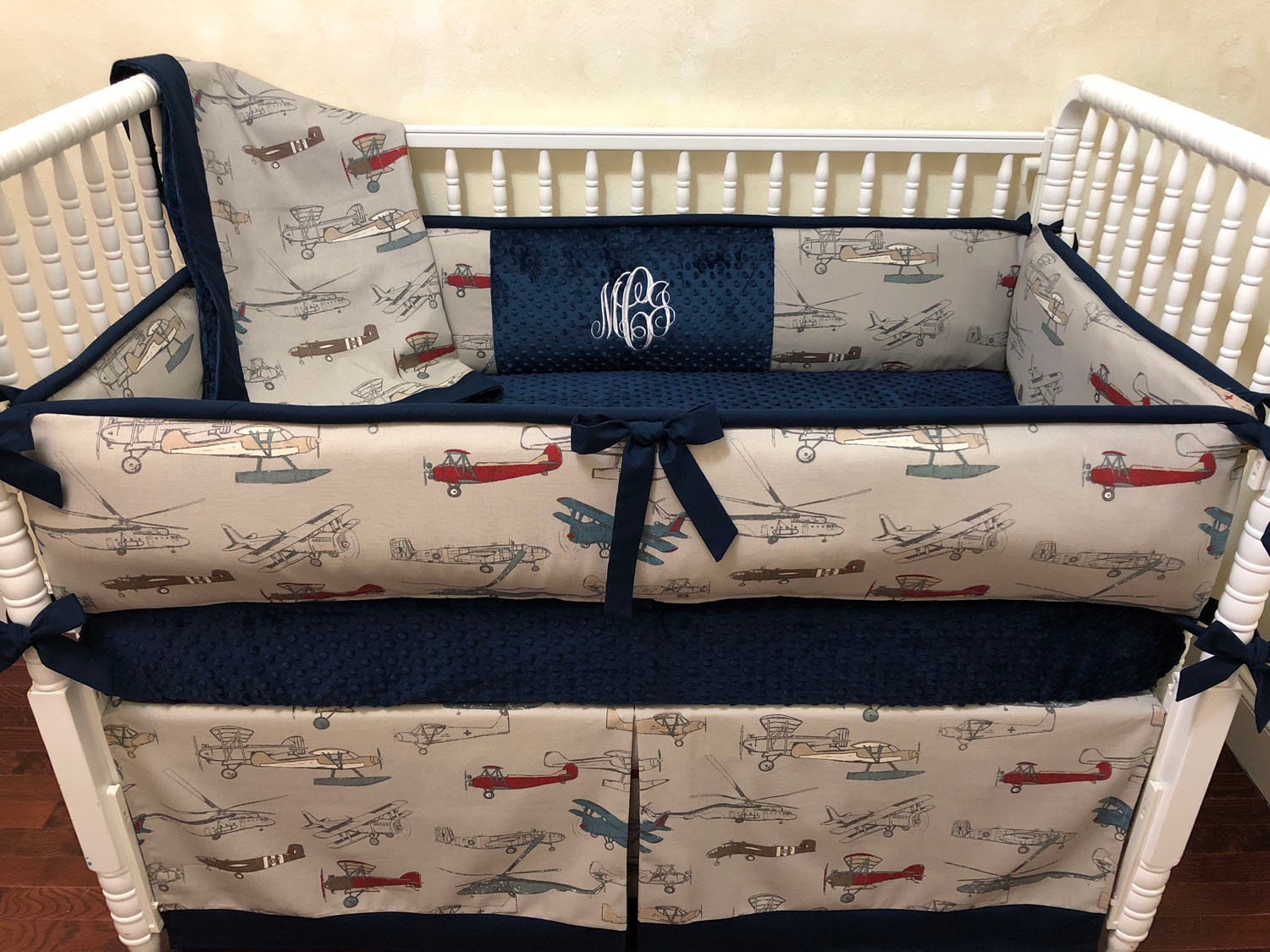 Airplane Crib Bedding Baby Boy Airplane Bedding Custom Baby Etsy