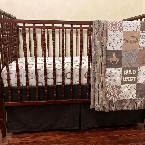 Western Crib Bedding, Cowboy Wild West Baby Bedding, Baby Boy Crib Bedding, Crib Sheet, Crib Skirt, Minky Blanket