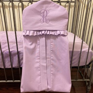 Diaper Stacker Hanger Style Diaper Stacker in Solid Lavender, Baby Girl Nursery Diaper Holder With Monogram