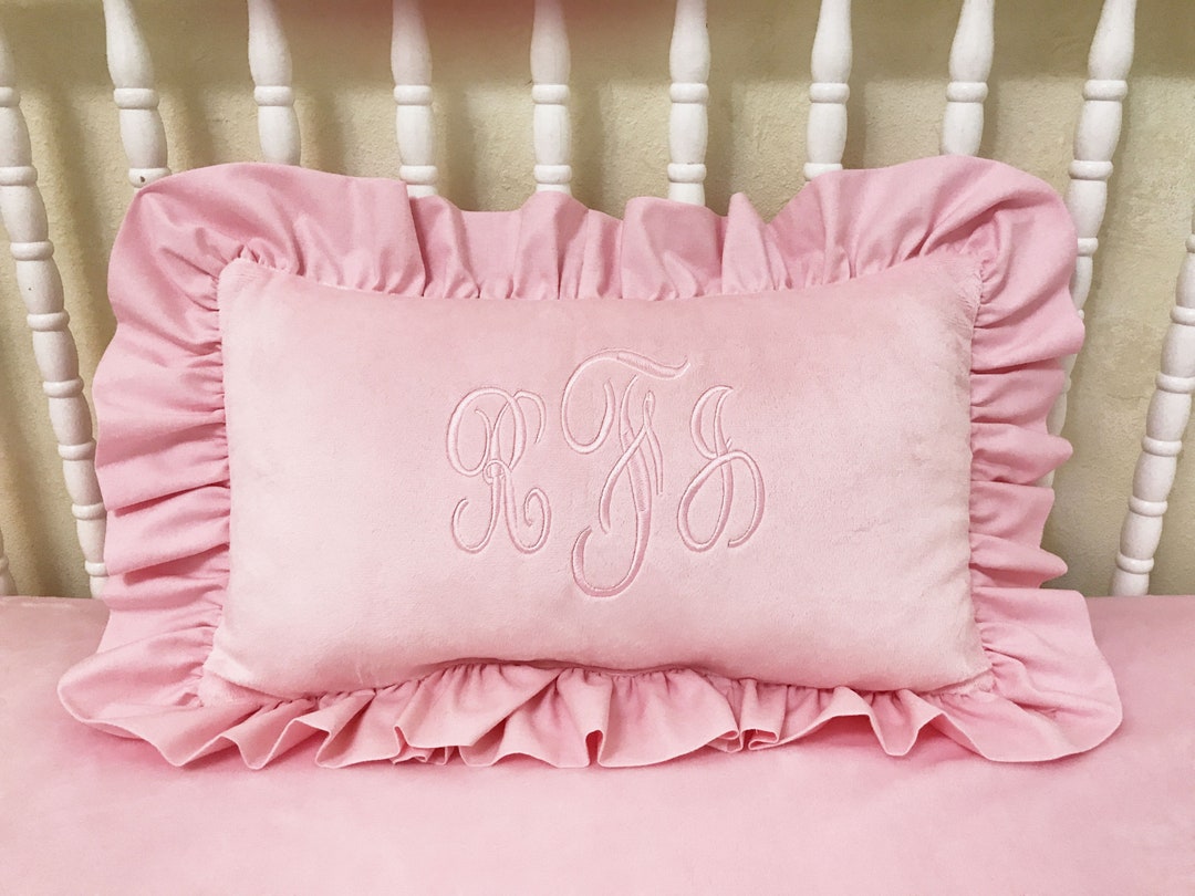 Nursery Accent Pillow With Monogram in Light Pink Etsy