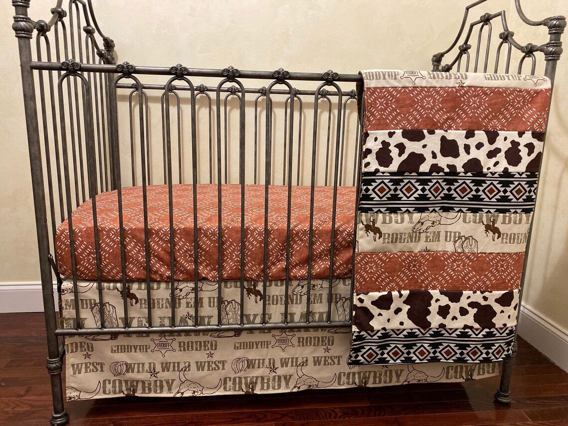 Cowboy Baby Bedding Western Crib Bedding in Rust Brown Etsy
