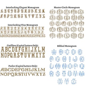 Font styles for monogram on diaper stacker