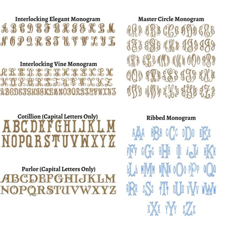 Font styles for monogram on diaper stacker