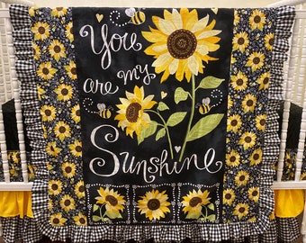 Sunflower Baby Blanket, Sunflower Crib Blanket, Girl Baby Blanket, You Are My Sunshine Blanket
