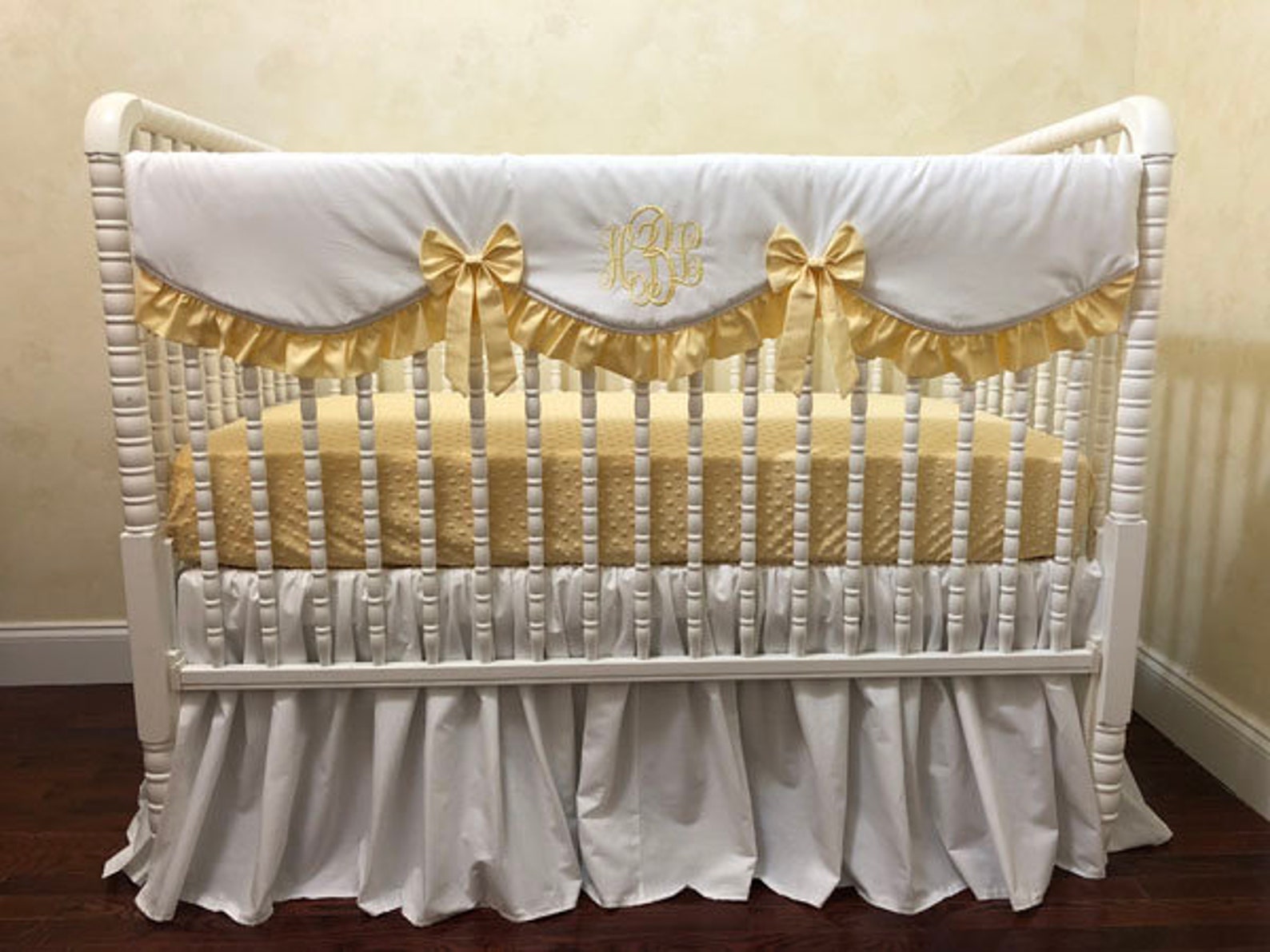 White and Yellow Baby Bedding Set Neutral Nursery Bedding Etsy