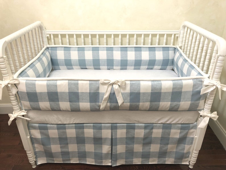 Image result for BLUE PLAIDS BABY COT