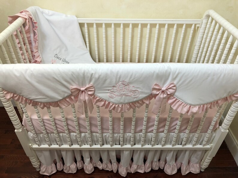 Baby Girl Cinderella Crib Bedding White and Pink Princess Etsy