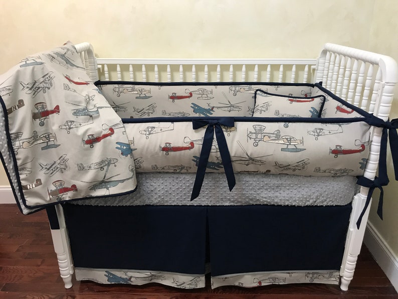 Airplane Baby Bedding Set Benjamin Boy Baby Bedding Etsy