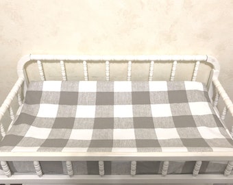 Taupe Khaki Buffalo Plaid Changing Pad Cover