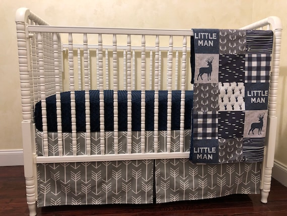 Solid navy cheap blue crib bedding