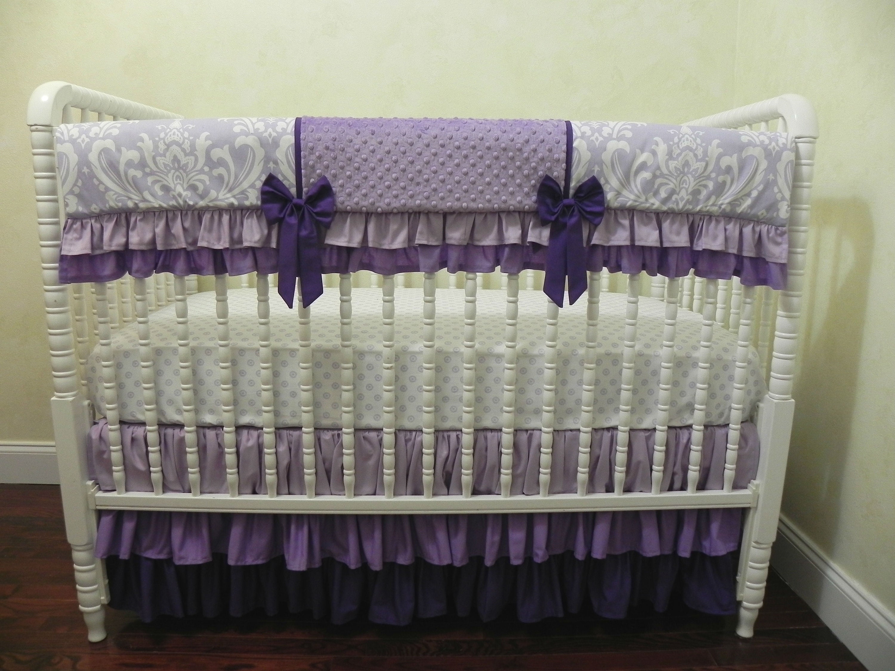 lavender and grey crib bedding