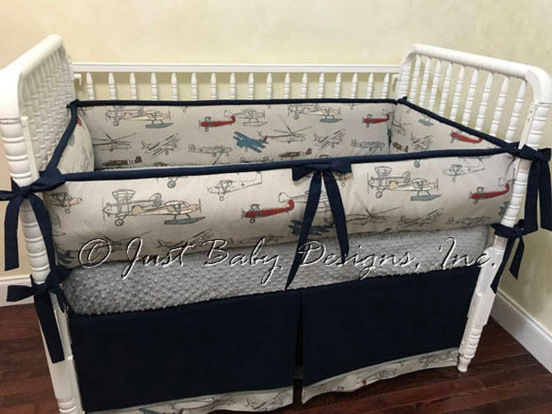 Airplane Crib Bedding Set Boy Baby Bedding Airplane Baby Etsy