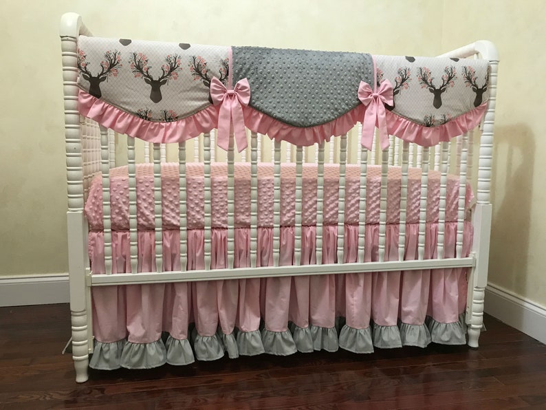 Baby Girl Deer Crib Bedding Kylie Woodland Fawn Girl Baby Etsy
