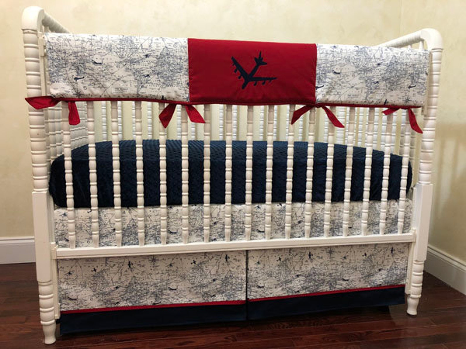 Airplane Crib Bedding Set Boy Baby Bedding Navy and Ruby Etsy
