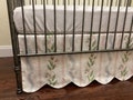 Floral Stripe Crib Skirt: Scallop Edge Cotton Twill - Custom Colors