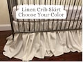 Custom Linen Blend Crib Skirt, Tailored Single Pleat Skirt, Double Pleated Skirt, Gathered Crib Skirt