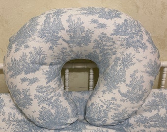 Nursing Pillow Cover, Blue Toile Nursing Pillow Cover, Breastfeeding Pillow Cover