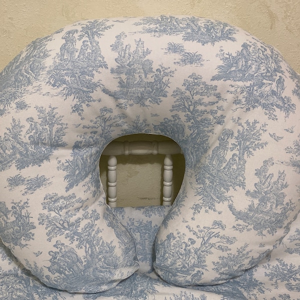 Nursing Pillow Cover, Blue Toile Nursing Pillow Cover, Breastfeeding Pillow Cover