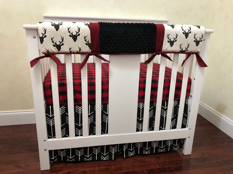 Baby Boy MINI CRIB Bedding Deer Baby Bedding Red Buffalo Etsy