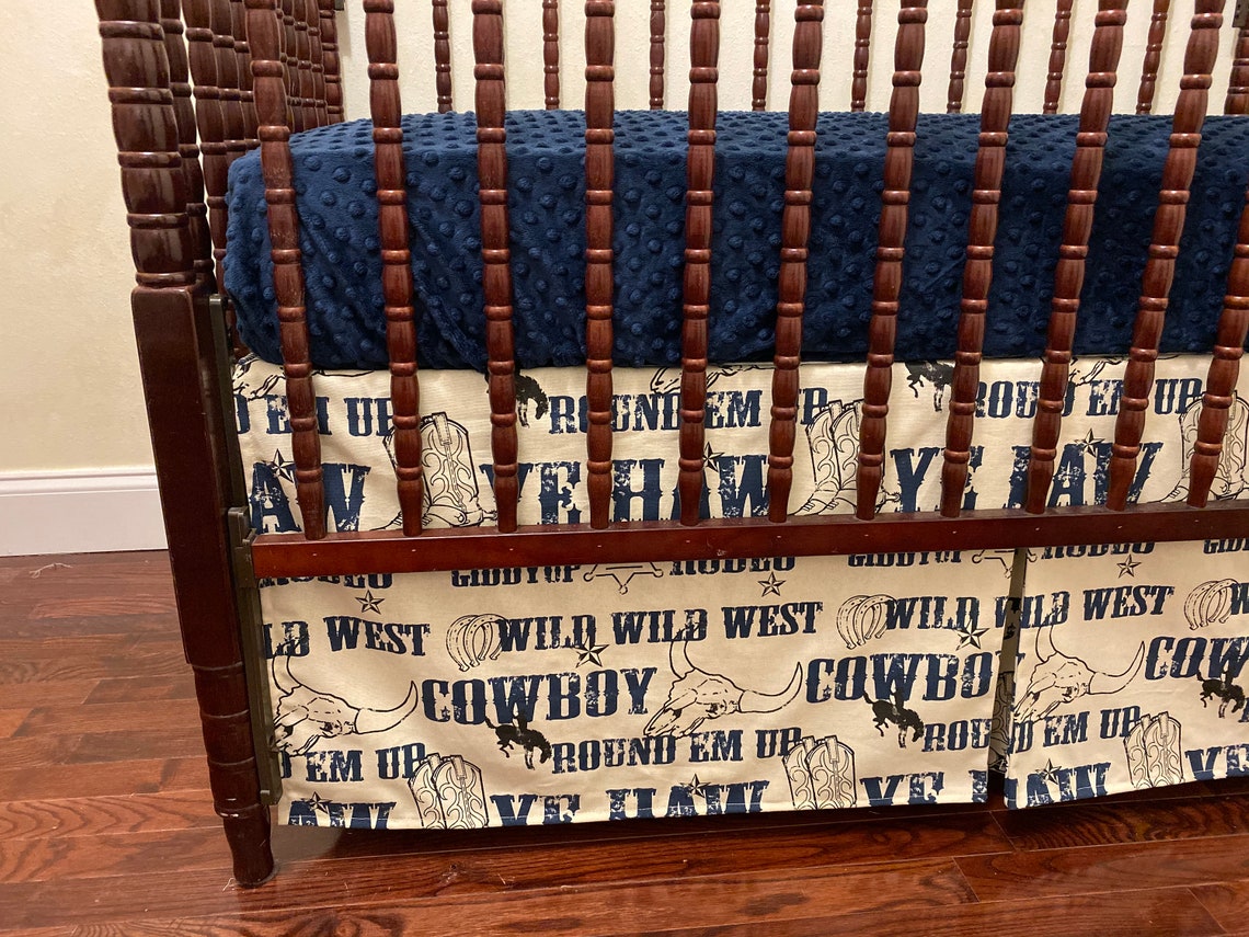 Western Crib Bedding Set Cowboy Baby Bedding Navy Blue Etsy
