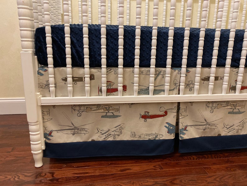 Airplane Crib Bedding Set Baby Boy Airplane Bedding Vintage Etsy