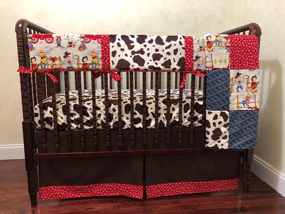 Western Baby Boy Crib Bedding Set Little Cowboys Crib Rail Etsy
