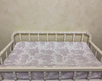 Lavender Toile Changing Pad Cover, Baby Bedding Nursery Accessories, Baby Shower Gift